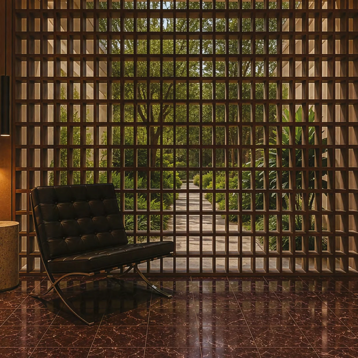 Patio et brise-soleil en bois — Terrafino Villas Marrakech