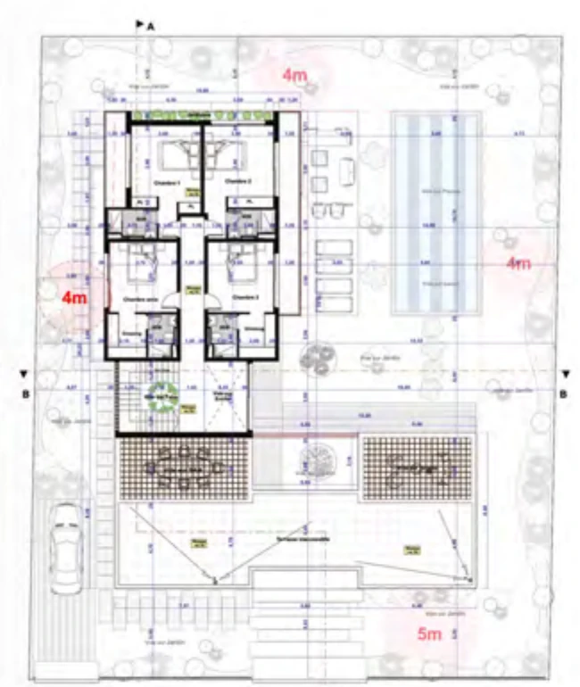 Plan de l'étage de la villa avec étage — Terrafino Villas Marrakech